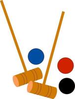 Croquet with balls, illustration, vector on white background.