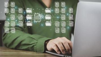 Document Management System concept, a comprehensive document management system in digital form, helps to store, manage, track documents in electronic documents photo