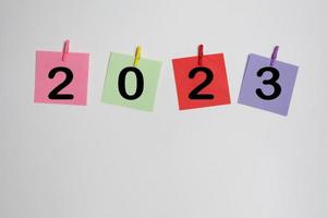 2023 Happy New Year isolated on white background with copy space for text decorate. photo