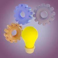 Light bulb with gears 3D illustration photo