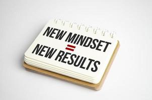 New Mindset - New Results text on a notepad with pen, business photo