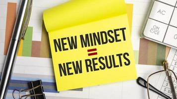 New Mindset - New Results on yellow sticker and pen photo