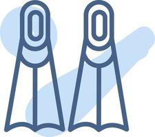 Blue diving fins, illustration, vector on a white background.