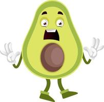 Shocked avocado, illustration, vector on white background.