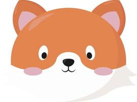 Cute fox head , illustration, vector on white background