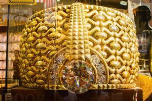 Dubai, UAE, 2022 - largest gold ring in the world 21- carat behemoth, weights 64 kb. Cost 3 million USA dollars photo