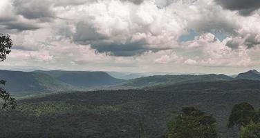 Panorama of high mountains in Thailand wonderful rainy season landscape in the mountains have the whole sky clouds and mist. photo