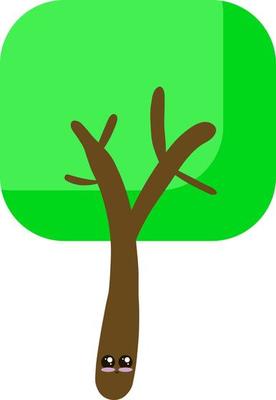 Cute tree with eyes, illustration, vector on white background