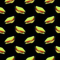 Small burgers,seamless pattern on black background. vector