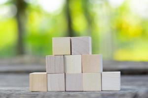 Eight blank wooden block cubes on a white background for your text. free space for business concept template and banner. photo