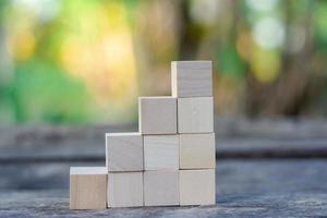 Eight blank wooden block cubes on a white background for your text. free space for business concept template and banner. photo