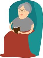 Old lady in chair, illustration, vector on white background