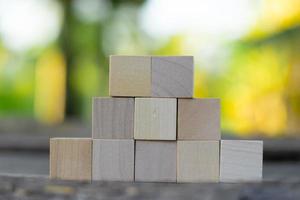 Eight blank wooden block cubes on a white background for your text. free space for business concept template and banner. photo