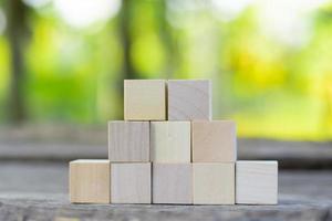 Eight blank wooden block cubes on a white background for your text. free space for business concept template and banner. photo