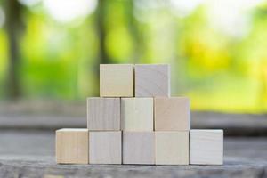 Eight blank wooden block cubes on a white background for your text. free space for business concept template and banner. photo