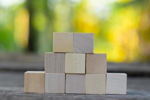 Eight blank wooden block cubes on a white background for your text. free space for business concept template and banner. photo