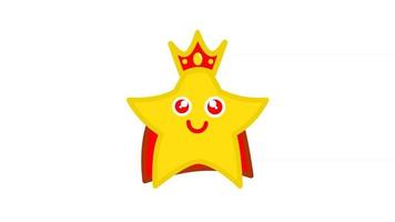 Star king crown cute kawaii cartoon mascot animation video