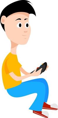 Gamer boy, illustration, vector on white background.
