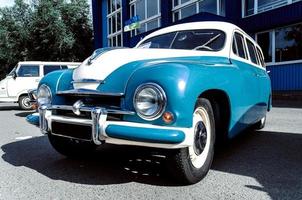 Color detail on the headlight of a vintage car photo