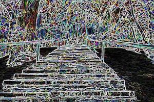 Digital Illustration Trees and Stairs Background Effect photo