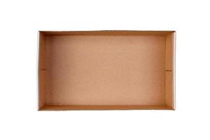 Empty Cardboard box isolated on white background top view photo