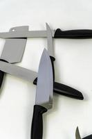 steel kitchen knives, isolated on white, metal kitchen knives, mexico photo