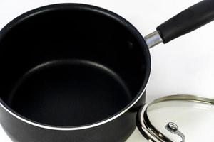 cookware set with white bottom, cookware, metal, black handle, mexico photo