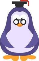 Professor penguin, icon illustration, vector on white background