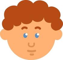 Boy with light brown curly hair, illustration, vector on a white background.