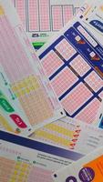 Rotating stack of French grid of loto and gambling games video