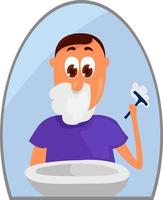 Man shaving, illustration, vector on white background