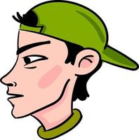 Boy with green hat, illustration, vector on white background
