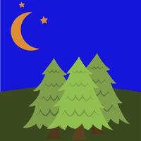 Night forest, illustration, vector on white background.