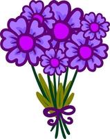 ramo de flores de color púrpura, ilustración, vector sobre fondo blanco