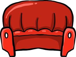 Red sofa , illustration, vector on white background