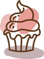 Delicious chocolate cream muffin, illustration, vector, on a white background. vector