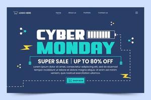 Cyber Monday landing page design template vector