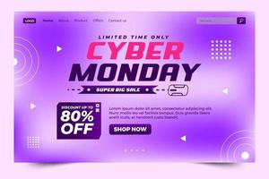 Cyber Monday landing page design template vector