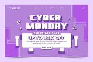 Cyber Monday landing page design template vector