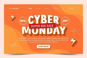 Cyber Monday landing page design template vector