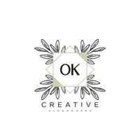 OK Initial Letter Flower Logo Template Vector premium vector art