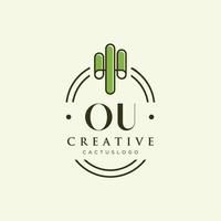 OU Initial letter green cactus logo vector