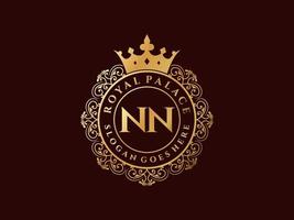 Letter NN Antique royal luxury victorian logo with ornamental frame. vector