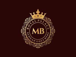 Letter MB Antique royal luxury victorian logo with ornamental frame. vector