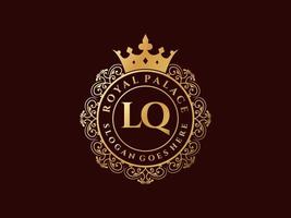 Letter LQ Antique royal luxury victorian logo with ornamental frame. vector