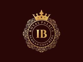 Letter IB Antique royal luxury victorian logo with ornamental frame. vector