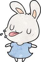 Retro grunge texture cartoon cute rabbit vector