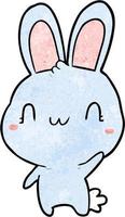 Retro grunge texture cartoon cute rabbit vector