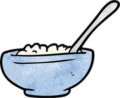 Retro grunge texture cartoon rice bowl vector