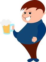 Beer lover, illustration, vector on white background.